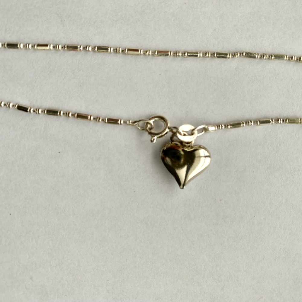 925 Sterling silver ankle bracelet puffy heart charm